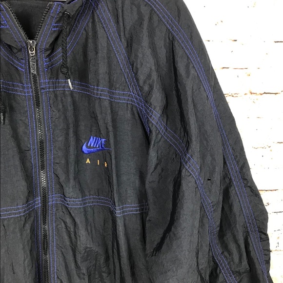 NIKE AIR Vintage Black Windbreaker Spell Out Large - Picture 3 of 8